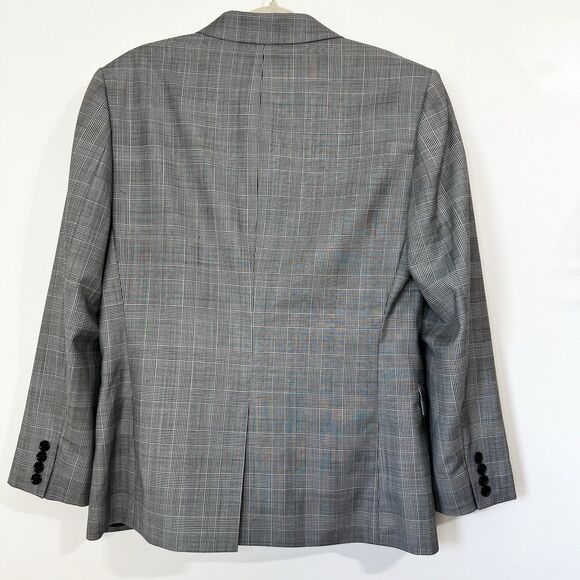 Express Photographer Blazer Black & White Plaid Wool Blend Men’s Fitted 40S - Picture 4 of 12